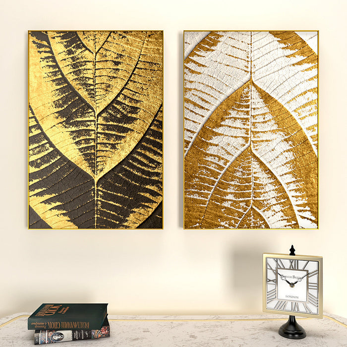 Intricacy Of Leaf Gold & White Art Frames Set Of 2