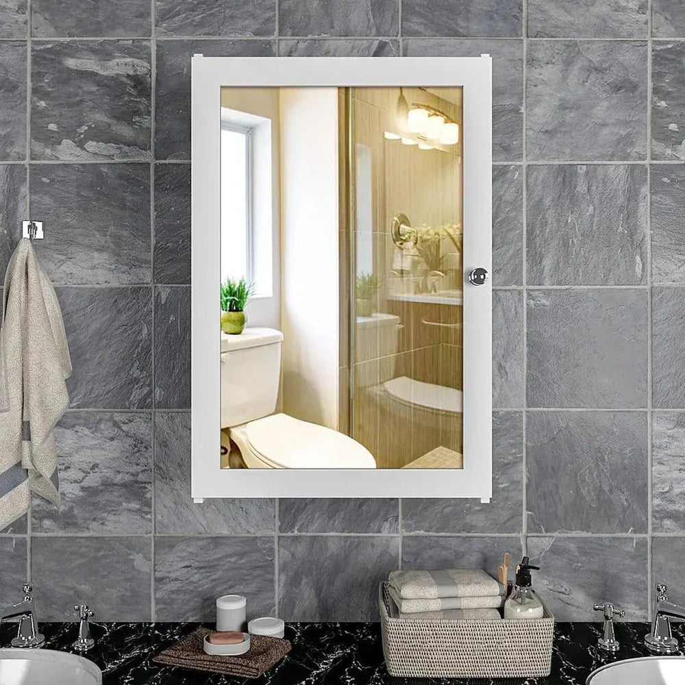 Structured Wooden Bathroom Cabinet with 7 Spacious Shelves - Solid White - All India Decor