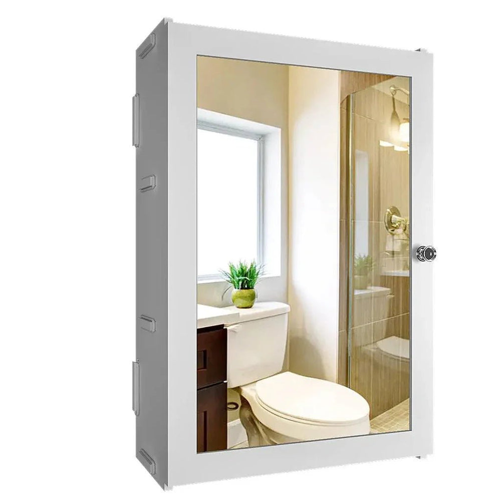 Structured Wooden Bathroom Cabinet with 7 Spacious Shelves - Solid White - All India Decor