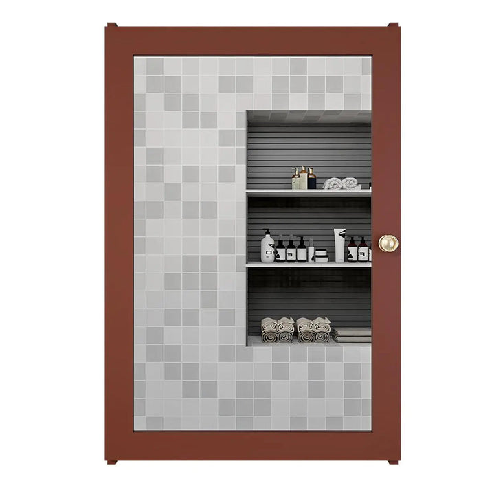 Structured Wooden Bathroom Cabinet with 7 Spacious Shelves- Solid Brown