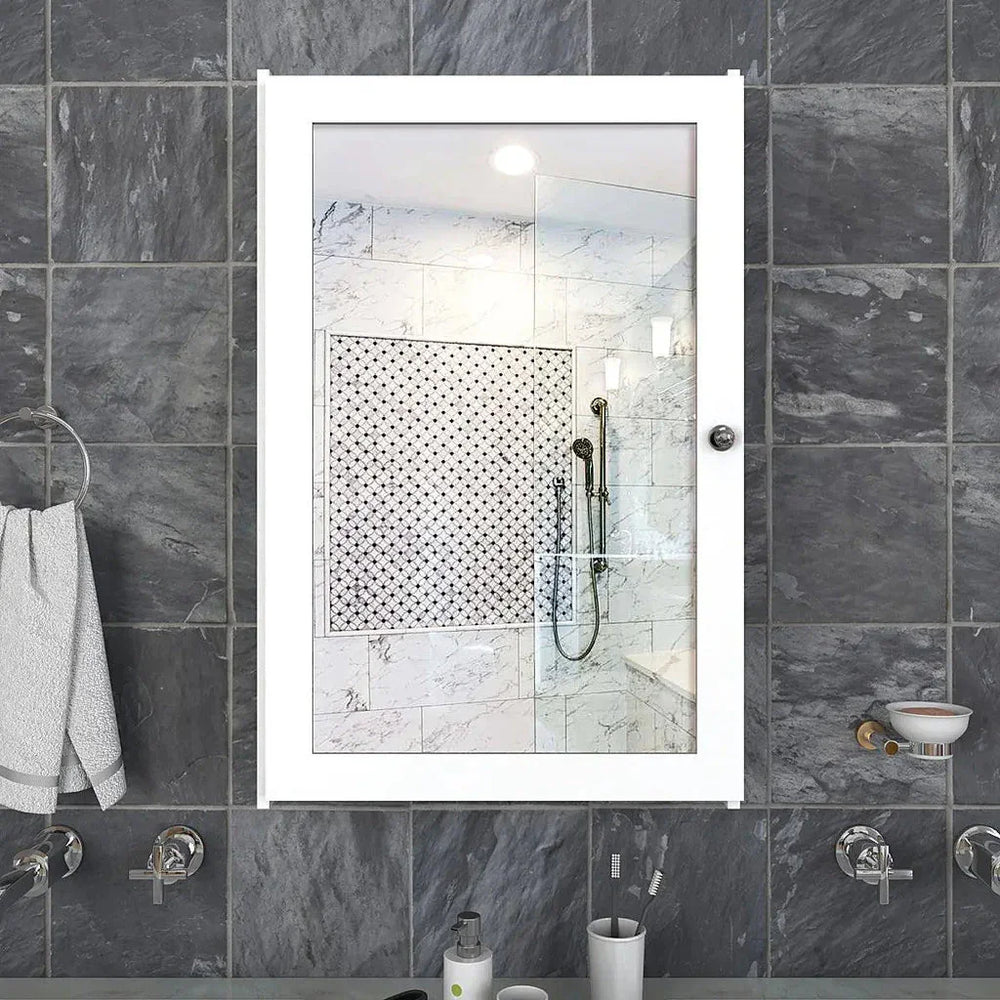 Structured Wooden Bathroom Cabinet with 3 Spacious Shelves - Solid White - All India Decor