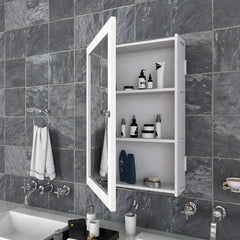 Structured Wooden Bathroom Cabinet with 3 Spacious Shelves - Solid White - All India Decor