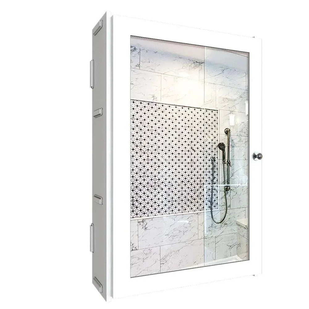 Structured Wooden Bathroom Cabinet with 3 Spacious Shelves - Solid White - All India Decor