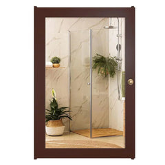 Structured Wooden Bathroom Cabinet with 3 Spacious Shelves - Solid Brown - All India Decor