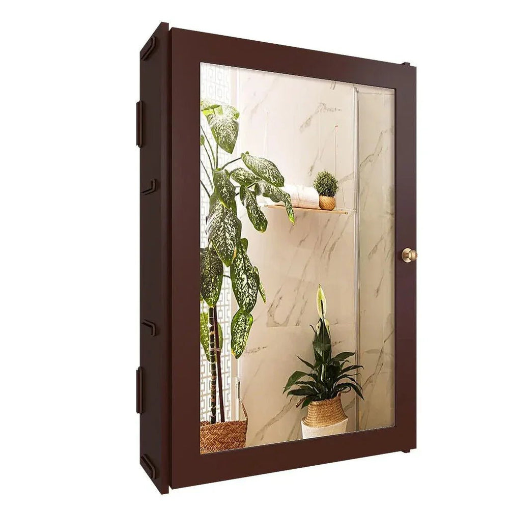 Structured Wooden Bathroom Cabinet with 3 Spacious Shelves - Solid Brown - All India Decor