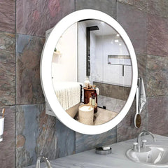Modish Circular Wooden Bathroom Cabinet with 2 Spacious Shelves - White - All India Decor