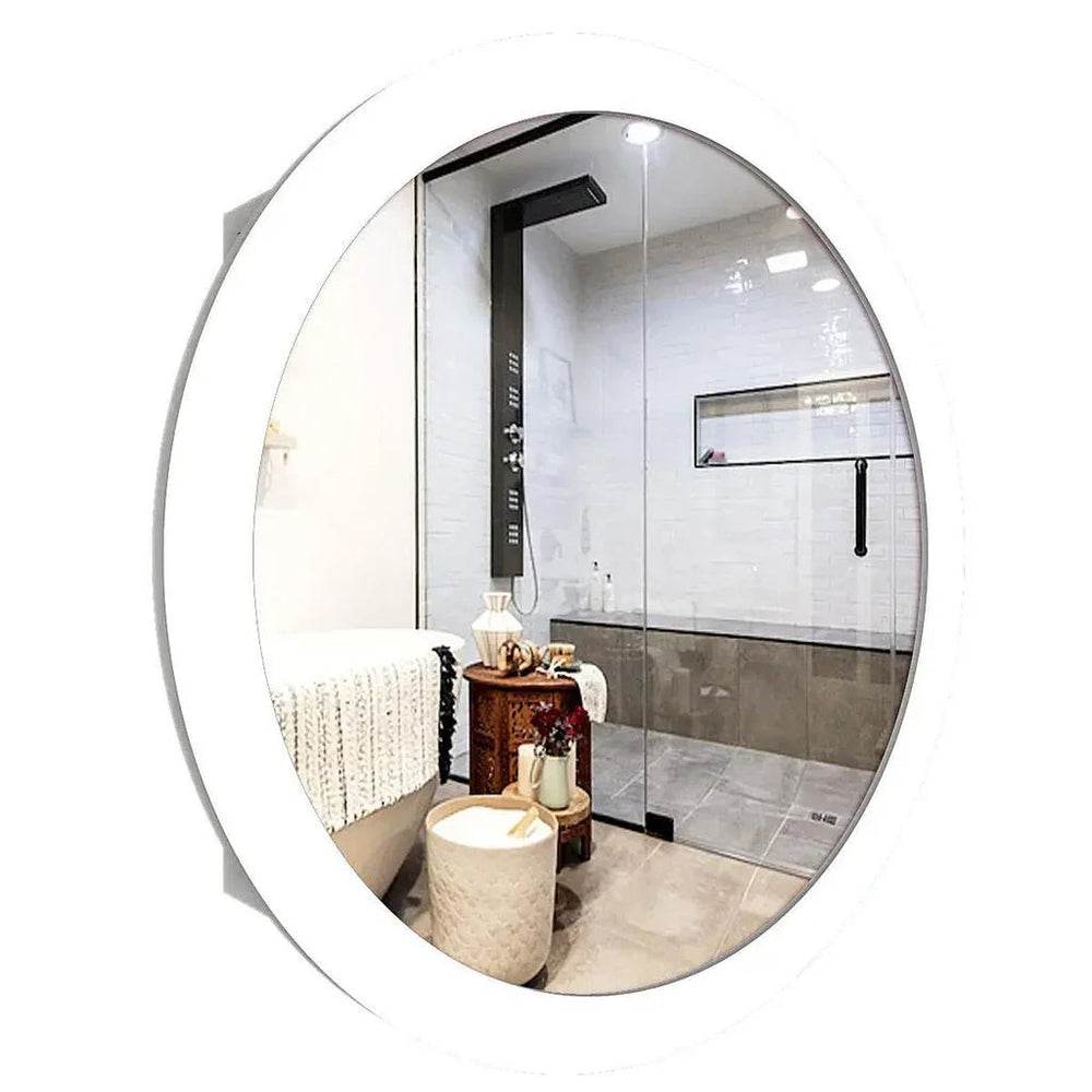 Modish Circular Wooden Bathroom Cabinet with 2 Spacious Shelves - White - All India Decor