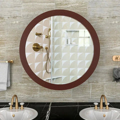 Modish Circular Wooden Bathroom Cabinet with 2 Spacious Shelves - Solid Brown - All India Decor