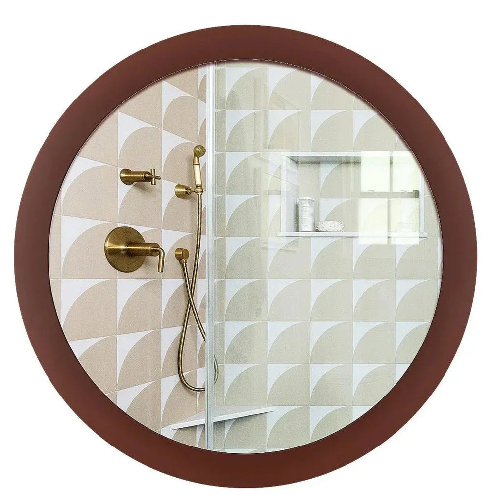 Modish Circular Wooden Bathroom Cabinet with 2 Spacious Shelves - Solid Brown - All India Decor