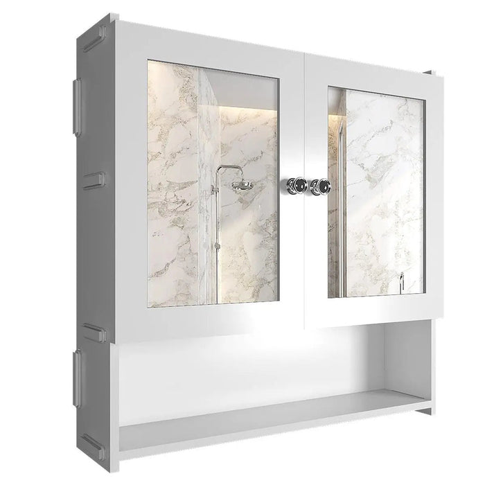 Space Saving Bathroom Mirror Cabinet with 5 Spacious Shelves- White