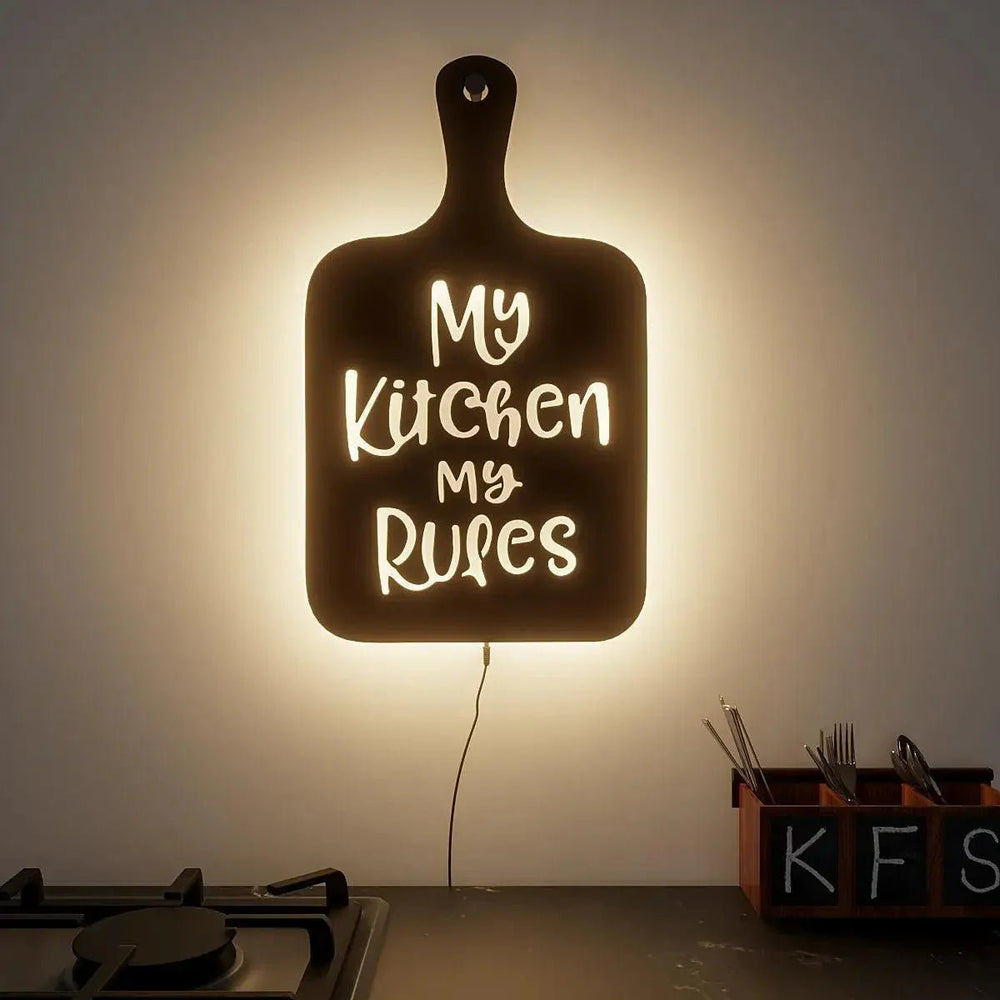 My Kitchen My Rules' Backlit Wall Art for Kitchen Decor - All India Decor