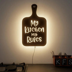 My Kitchen My Rules' Backlit Wall Art for Kitchen Decor - All India Decor