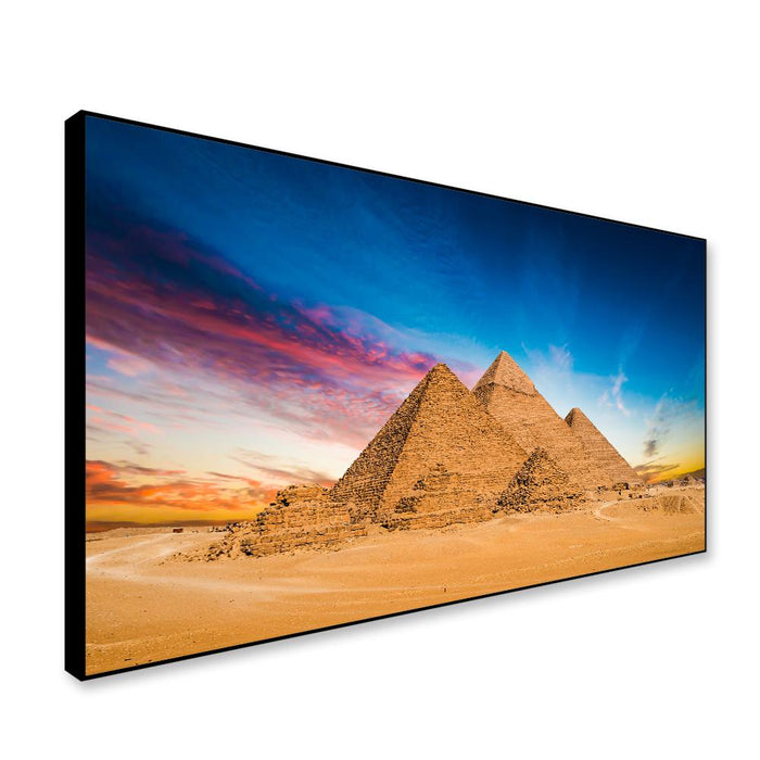 Sunset at great Pyramids of Giza Framed Wall Art