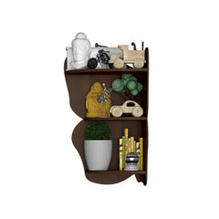 Butterfly Shape Wood Corner Wall Shelf / Book Shelf,Walnut Finish - All India Decor