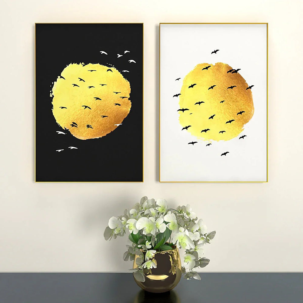 Subtle Perspective Golden & Black Frames Set Of 2 - All India Decor