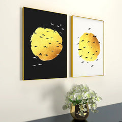 Subtle Perspective Golden & Black Frames Set Of 2 - All India Decor