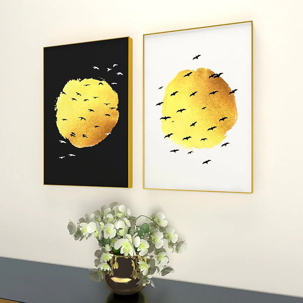 Subtle Perspective Golden & Black Frames Set Of 2 - All India Decor