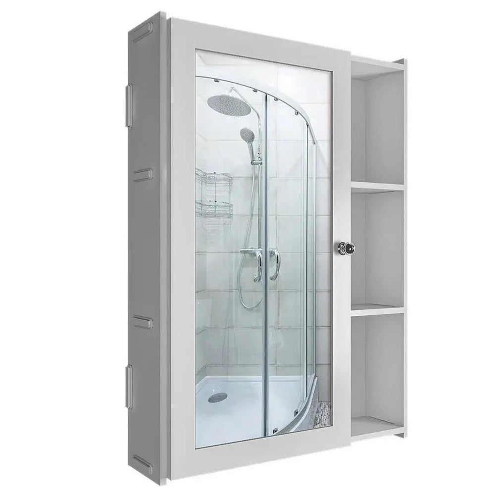 Chic White Wooden Bathroom Mirror Cabinet with 5 Spacious Shelves - All India Decor