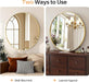 Two ways to use a round gold mirror in a home setting.