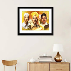 "The Trio of Indian Freedom Fighters" Framed Wall Painting - All India Decor