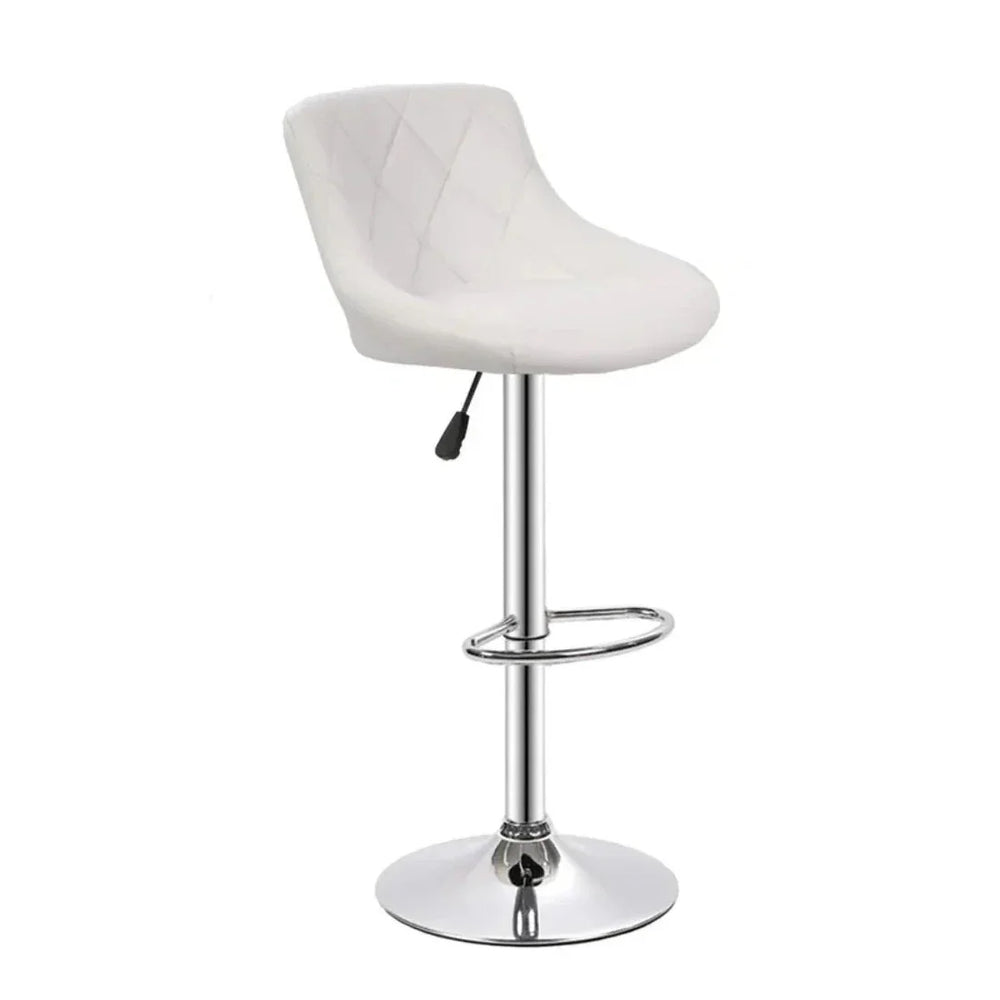 Easy Back Rest White Comfy Leatherette Bar Stool / Long Chair - All India Decor