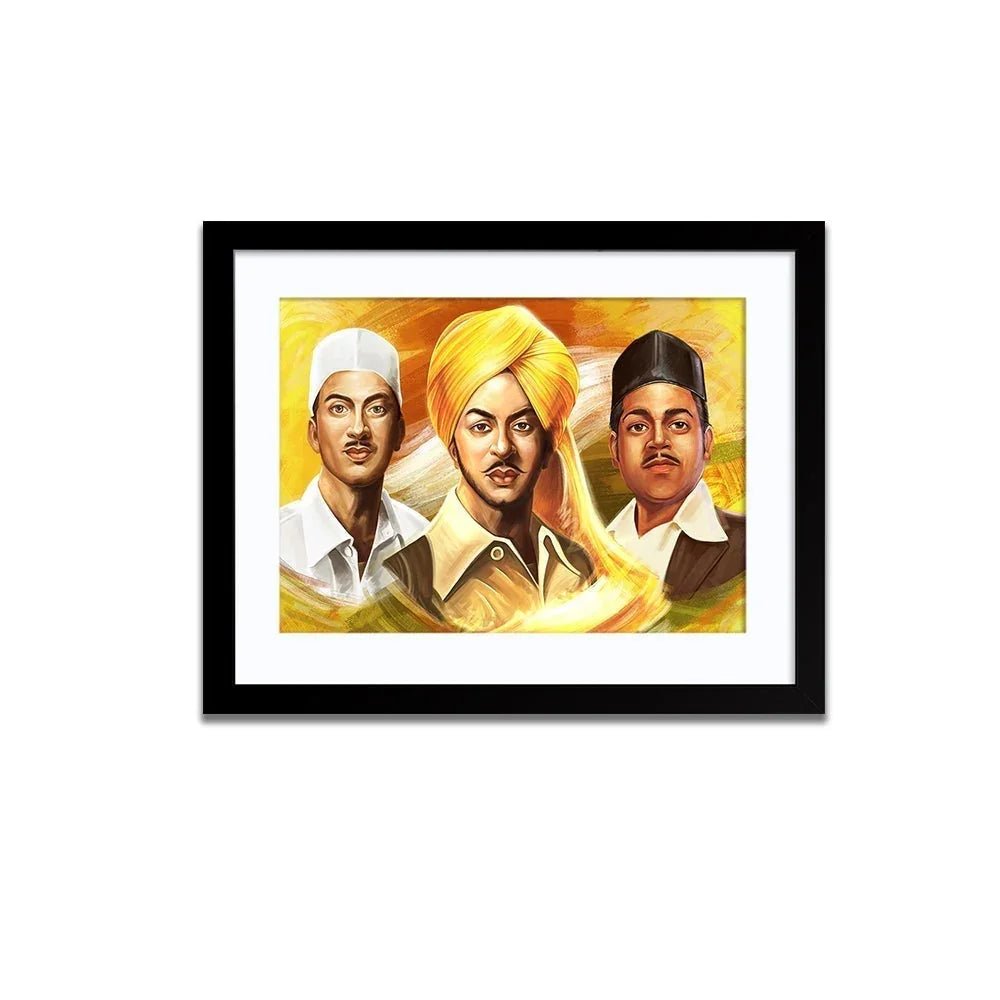 "The Trio of Indian Freedom Fighters" Framed Wall Painting - All India Decor