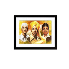 "The Trio of Indian Freedom Fighters" Framed Wall Painting - All India Decor