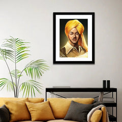 Freedom Fighter Bhagat Singh Framed Wall Painting - All India Decor