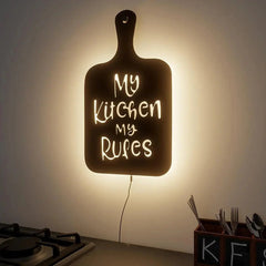 My Kitchen My Rules' Backlit Wall Art for Kitchen Decor - All India Decor