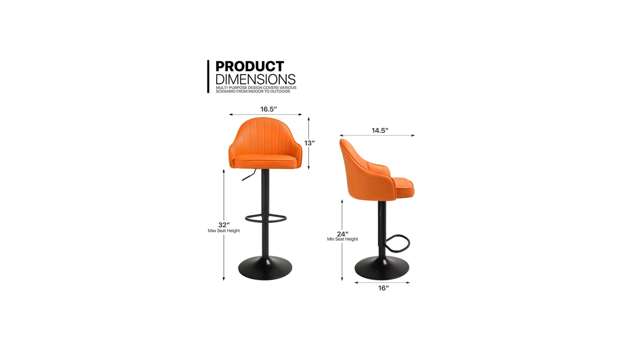 Orange Color Fressia Swiel Bar Stool