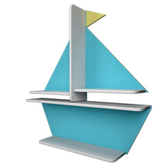 Boat - Shaped Blue Kids Wall Shelf - All India Decor