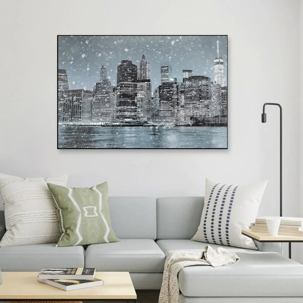 The Wintry Night Of Manhattan Framed Wall art - All India Decor