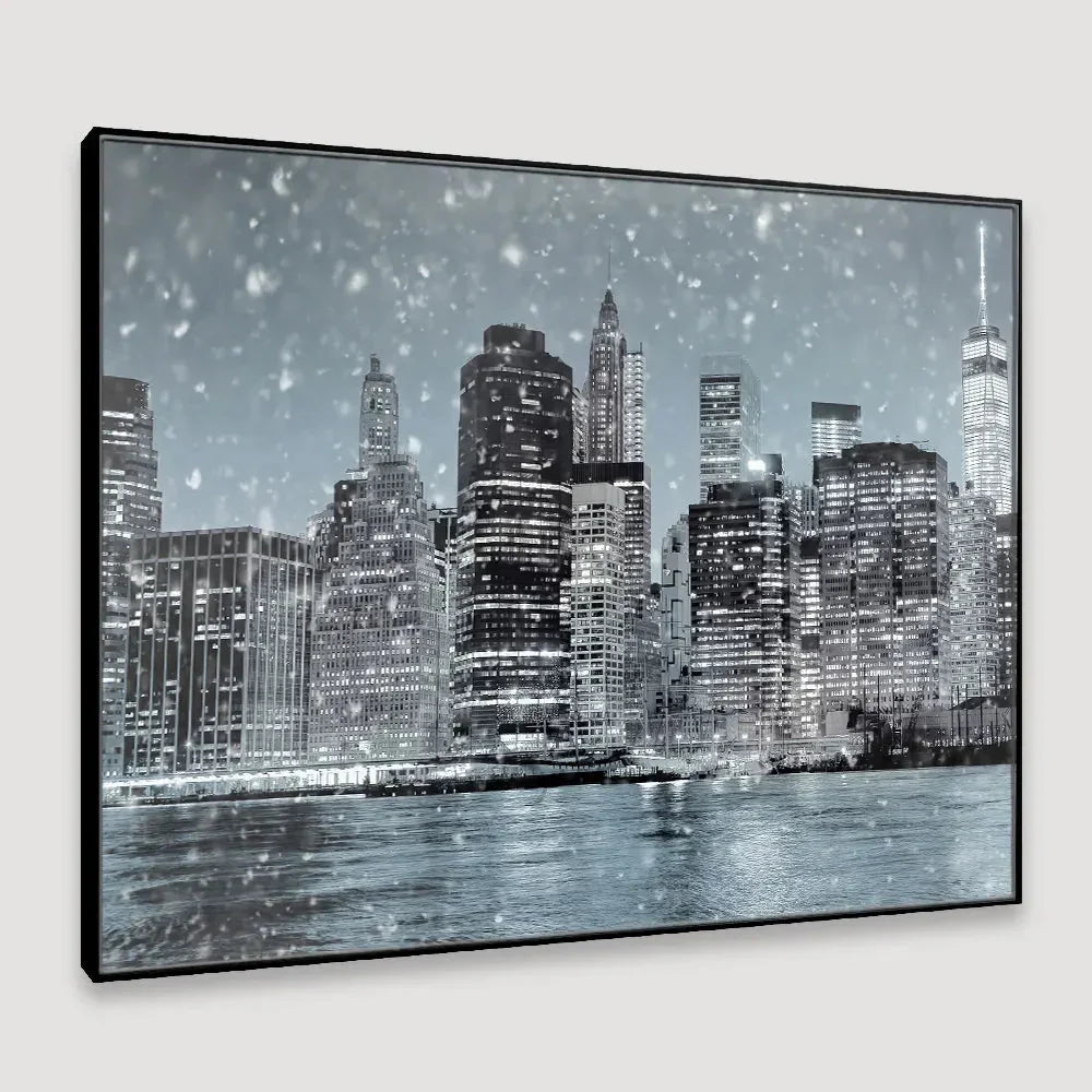 The Wintry Night Of Manhattan Framed Wall art - All India Decor