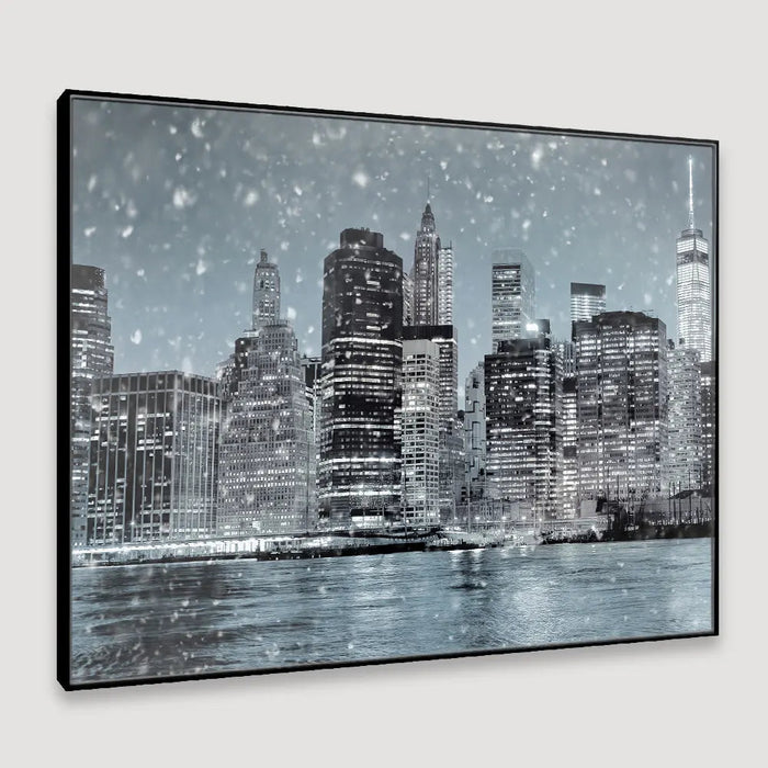 The Wintry Night Of Manhattan Framed Wall art