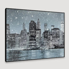 The Wintry Night Of Manhattan Framed Wall art - All India Decor