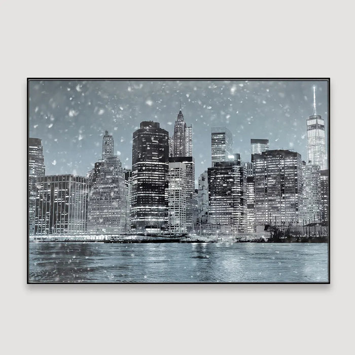 The Wintry Night Of Manhattan Framed Wall art