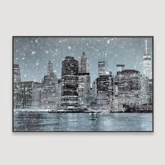 The Wintry Night Of Manhattan Framed Wall art - All India Decor
