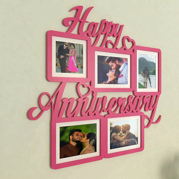 Happy Anniversary Pink Hanging Photo Frame