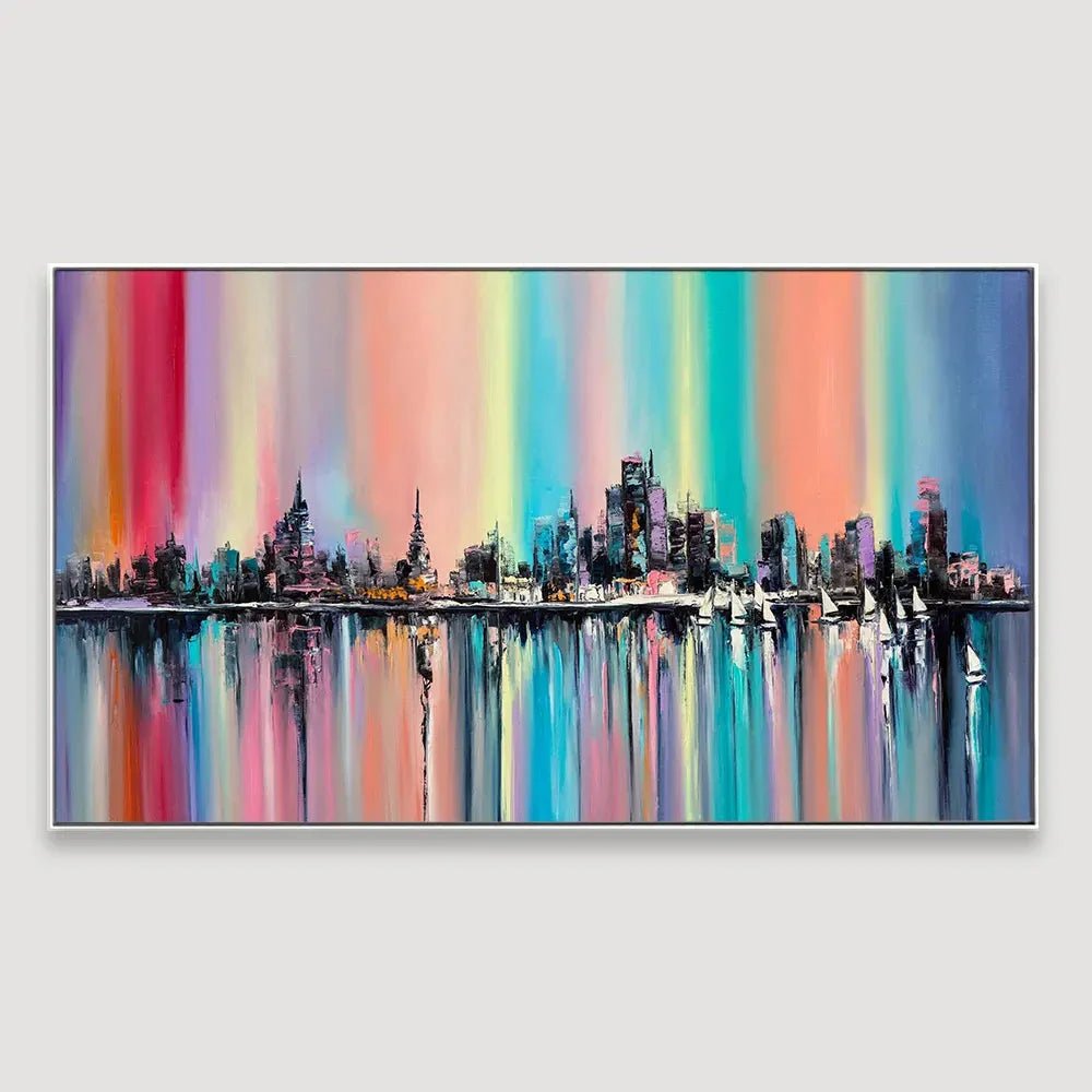 The Rainbow City Abstract Framed Wall art - All India Decor