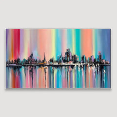 The Rainbow City Abstract Framed Wall art - All India Decor
