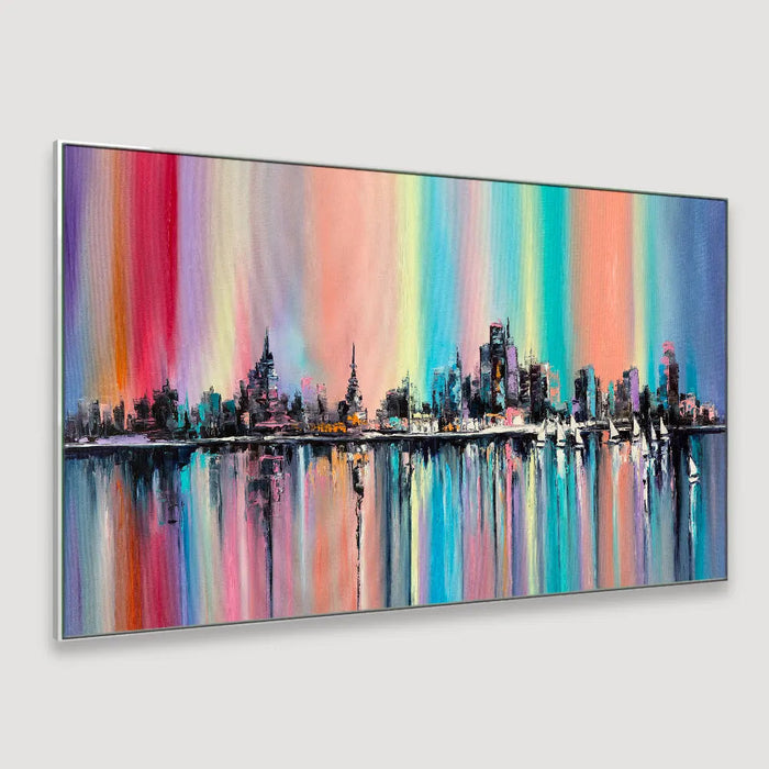 The Rainbow City Abstract Framed Wall art