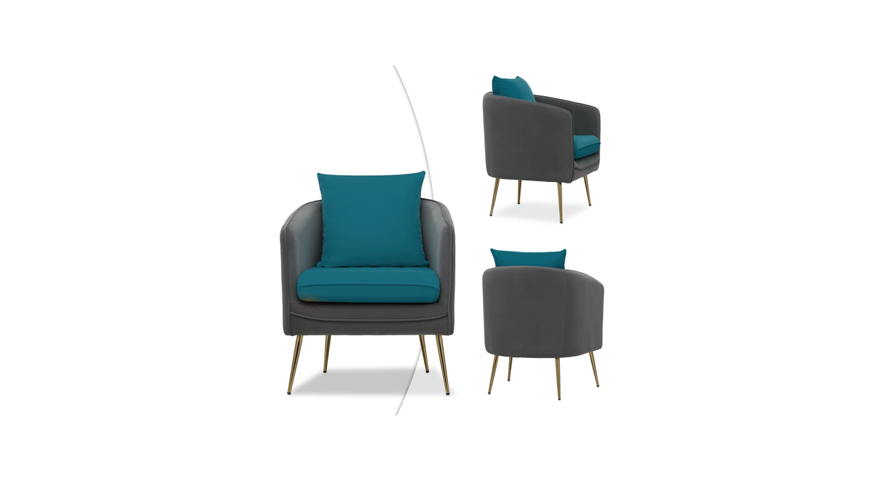 Grey & Teal Lamb Accent Chair