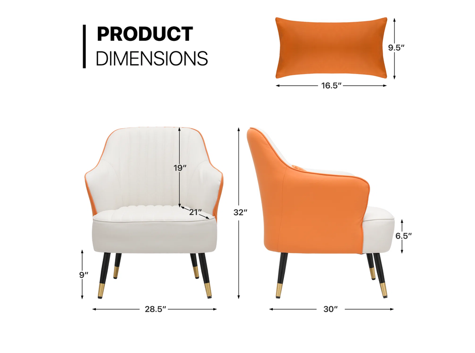 Orange Havya Faux Leather Arm Chair