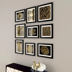 Contemporary Art Golden Framed Wall Art Set of 9