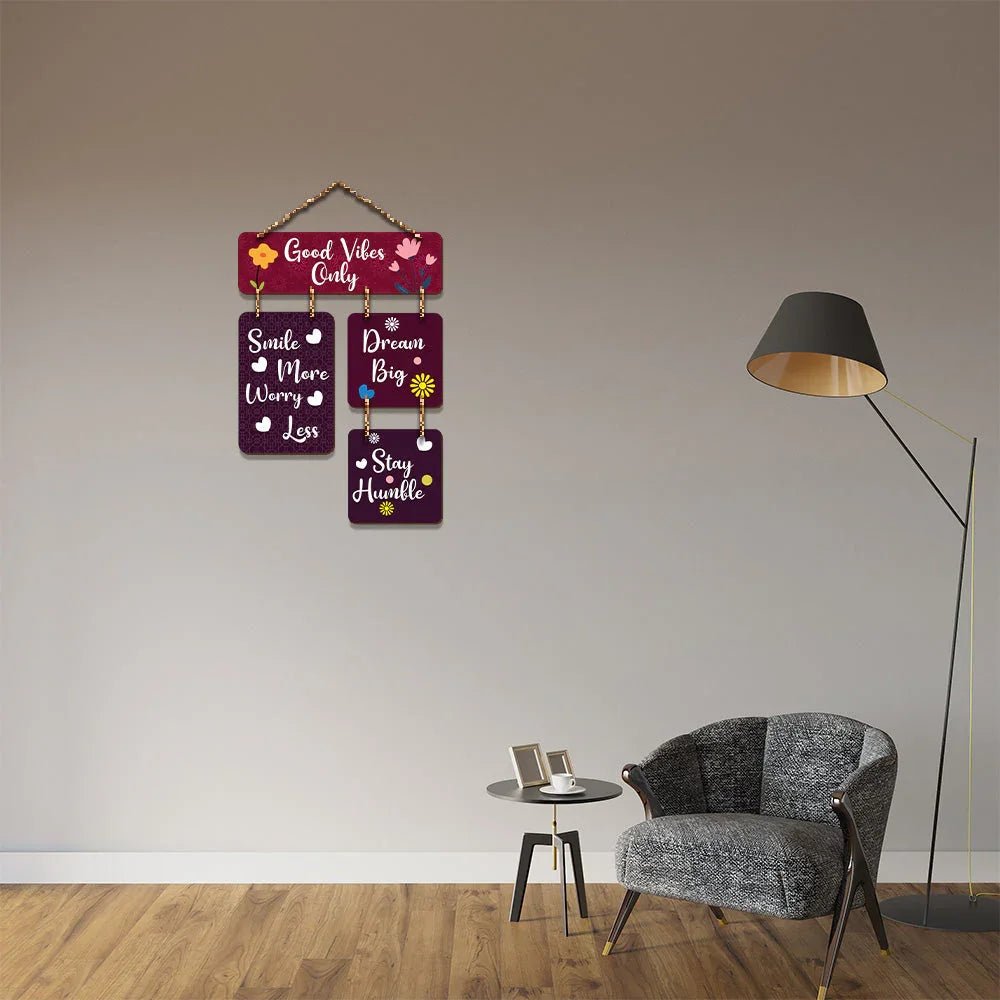 Motivational Quotes Decorative Good Vibes Only Wooden Wall Hanging - All India Decor