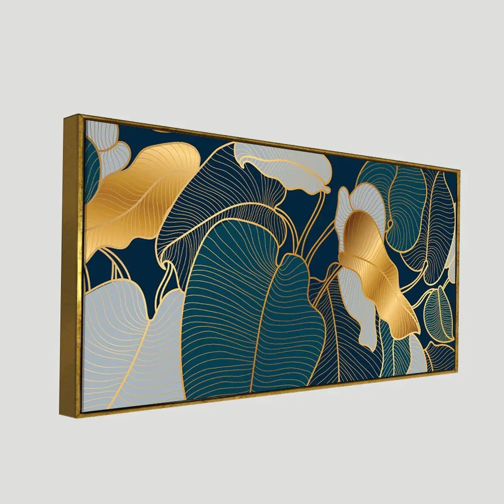 Luxury Golden Art Monstera Leaves Canvas wall Painting - All India Decor