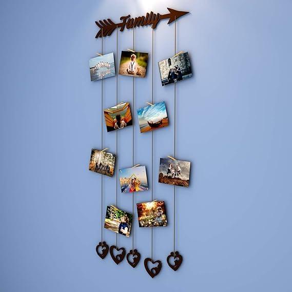 Family' Wood Photo Frame with Clips Size: 26 Inch(Width) X 54 Inch(Height). - All India Decor