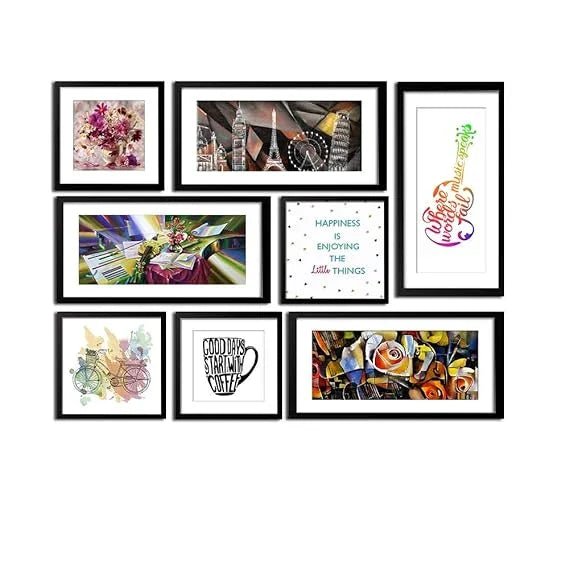 Beautiful Designer Art and Quote Collage Photo Frames Set of 8 For Office or Home - All India Decor