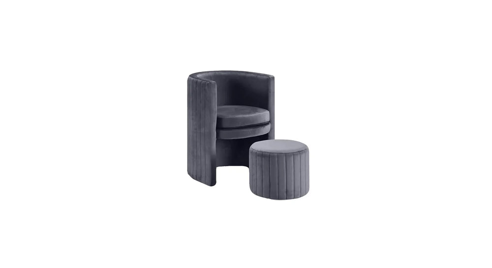 Grey Schillar Chair With Ottoman - All India Decor