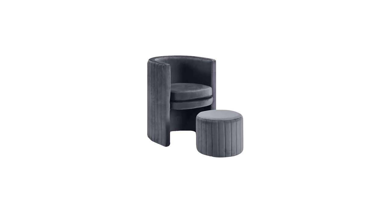 Grey Schillar Chair With Ottoman